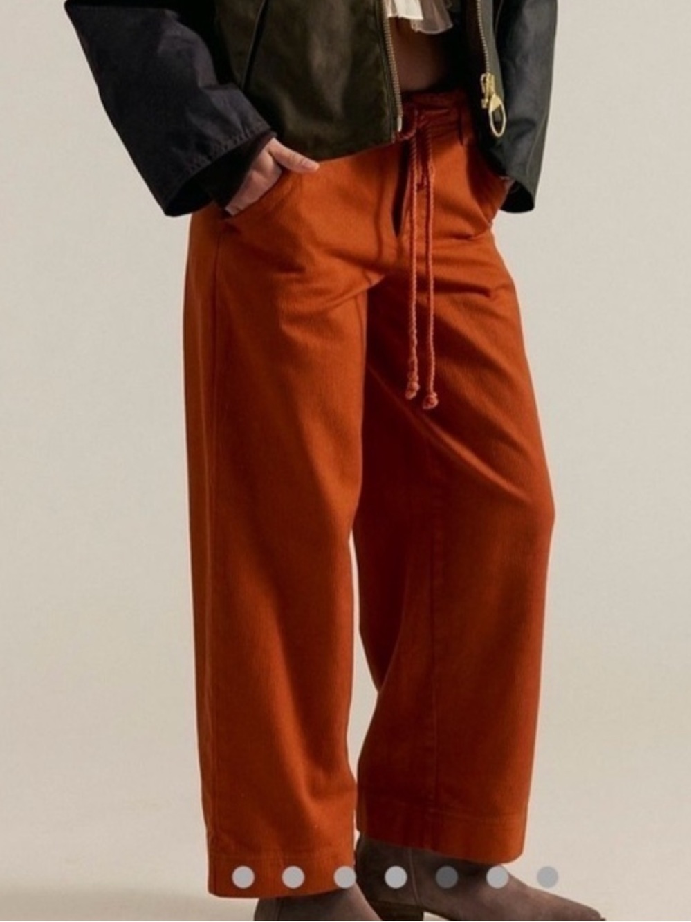 We The Free Women 4 Orange Relaxed Mid-Rise Bodey Boyfriend Trouser Pants NWT